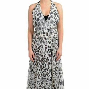Versace Versus Silk Leopard Print Halter Max Dress